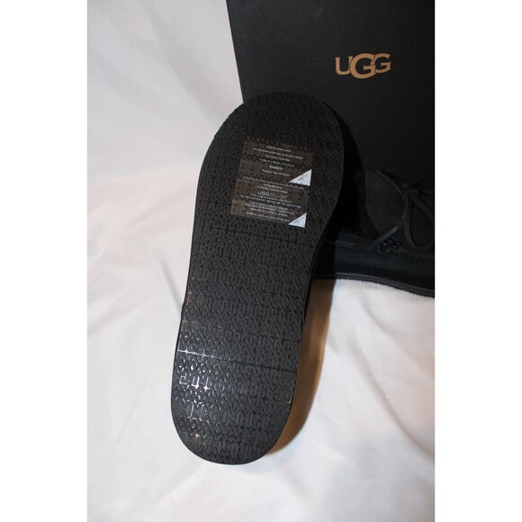 NIB UGG Men\'s Parkdale Black Suede Tie‎ Shearling Lined Slippers Shoes main image 5